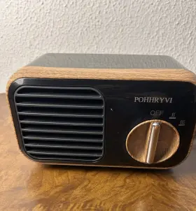 Dhf20-eg03 Pohhryvi Desk Top Ptc Heater Fan 1000w Retro Warmer Black And Woodgrain Nwt