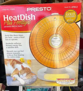 07912 Presto Heatdish Parabolic Electric Heater Plus Footlight Excellent