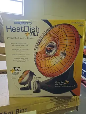 07929 Presto Heat Dish Tilt Parabolic Electric Heater Black Open Box