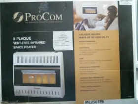 Ml250tpa Procom 00010 5 Plaque Vent-free Infrared Space Heater 25 000 Btu Fs