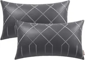 Mg10hbf Procom Leather Pillow Covers 12 X 20 Inches Gray Faux Lumbar Pac