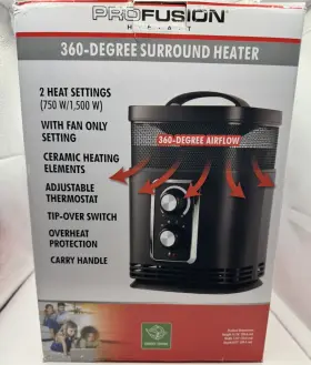 Ptc-156 Profusion Heat 360 Surround Space Heater Electric 2 Settings 750w/1500w