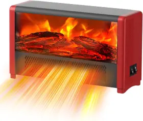 Pxonmow 739727116168 Small Space Heater With Realistic Flame Effect Portable Mini Electric Desk Heat