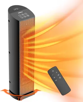 Ptc-sl2401 Qowetu Space Heater For Indoor Use With Remote - 70 Oscillating Tower Black