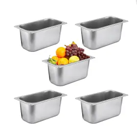 T-link0020 Qwaqi 5 Pack Stainless Steel Hotel Pans 1/3 Size 6 Inch Deep Steam Tab