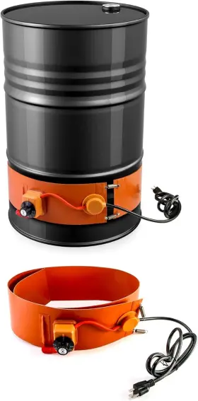 Qwork 734900370498 2 Pack Drum Heater Bands 55 Gal Barrel 1200w 120v Adjustable Thermostat