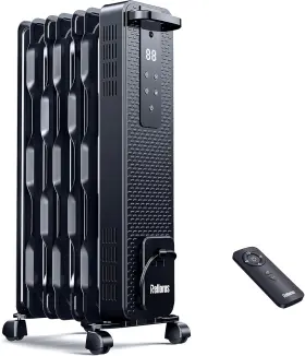 Rl-oh01 Rellorus Portable Radiator Heater With 7 Wavy Fins Manual Control Dark Grey