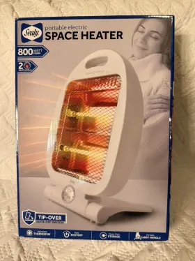 800w Sealy 805112125203 New Small Light Portable Electric Space Heater Tip Over Auto Off Nib