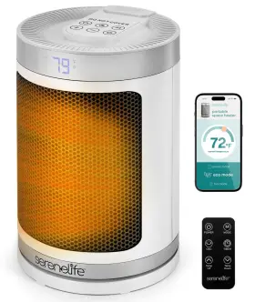 Slspchtrw3wh Serenelife Smart Space Heater 1500w Indoor Electric With Thermostat-white