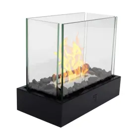 91126390 Sharper Image Infinity Outdoor Tabletop Fireplace Black Steel And Glass