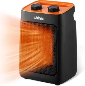 Fp218-15s Shinic Portable Space Heater With Thermostat 1500w Small Ptc Ceramic Orange