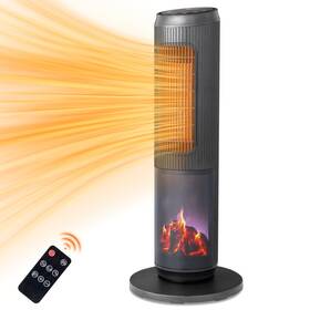 Sking Ptc-2077la 25 Inch Tower Space Heater With 3d Flame1500w Portable Electric Timer