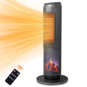 Flame1500w Sking Ptc-2077la 25 Inch Tower Space Heater With 3d Portable Electric Timer