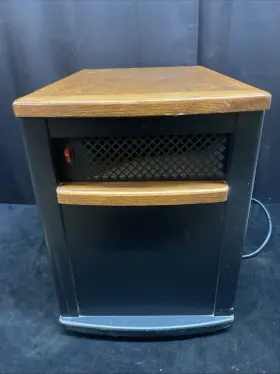 Solar Flare 813723013369 Infrared Heater Hand Crafted Oak 1500 Watt With Wheels Made In Usa