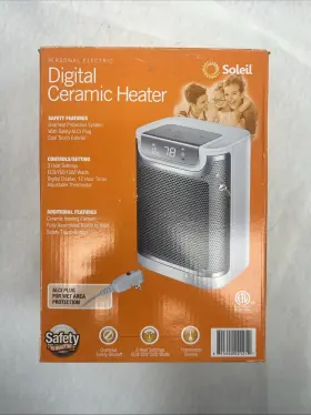 1500w Soleil 815900021211 Digital Ceramic Electric Space Heater Silver - New