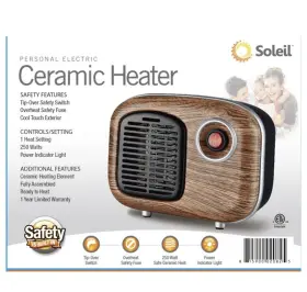 Mh-08s Soleil Personal Ceramic Space Heater Electric 250 Watt Wood Design Fast Heat