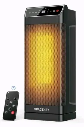 Safe-1500w Spacekey Portable Electric Heater Remote Timer Safety Black/yell