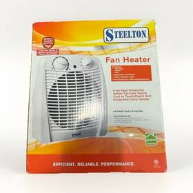 Steelton Bn9-15k Fan Heater 120v White 3-heat Forced Air Tip-over Overheat Thermostat
