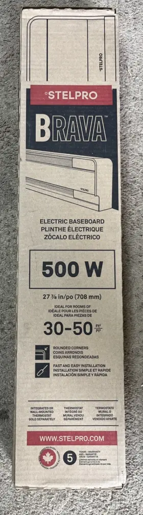27.875 Stelpro 626296613955 Inch 240/208-volt 500/375-watt Electric Baseboard Heater In White