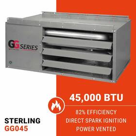 Sterling Gg045a1nsa11 Gg Series 45 000 Btu Low Profile Unit Heater - Natural Gas / Liquid