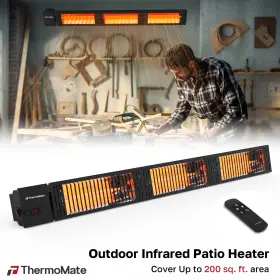 Eih4500b Thermomate 60 Inch Outdoor Infrared Patio Heater 4500w Ip54 Waterproof With Remote 24h Timer 240v