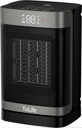 Tolife Tz-n1 1500w Fast Heating Ceramic Space Heater With Safety Features And Timer - New