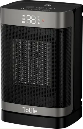 1500w Tolife Tz-n1 Fast Heating Ceramic Space Heater With Safety Features And Timer - New