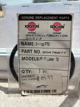 20475877 Toyotomi O-ring Gasket Model Ff-71 Laser 72 Part Number