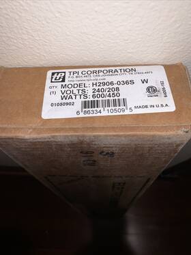Tpi 686334105095 Heater Baseboard No H2905-036s Corp White 240/208v 600/450w