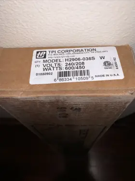 H2905-036s Tpi 686334105095 Heater Baseboard No Corp White 240/208v 600/450w
