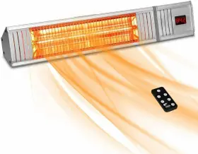 1500w Trustech Ts15r 21 Inch Electric Infrared Patio Wall Heater Remote Control Timer Quiet- Silver