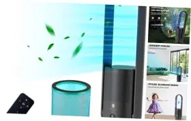 Cr022d Ultty Bladeless Tower Fan With Hepa Filter 90 Oscillating Large Black