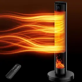Hy-2010 Uthfy 34in Space Heater For Large Room 1500w Portable Electric Tower Fireplace H