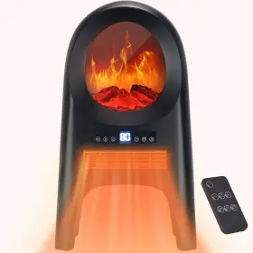 Hy-2014yl Uthfy Space Heater For Use 1500w Ceramic Electric Flame 24 Inch Portable Room Black