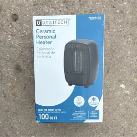 1247165 Utilitech Ceramic Personal Heater Electric 100 Sq Ft Safety Features