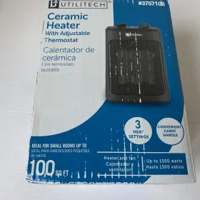 3757108 Utilitech Space Heater Ceramic 1500w Adjustable Thermostat H