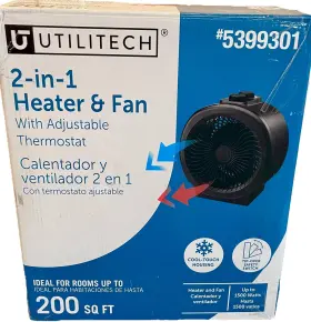 5399301 Utilitech Utilitech-new Open Box-1500watt Indoor Electric Heater And Fan With Thermostat