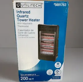 5691763 Utilitech Utilitech-electric Heater-new Open Box-1500-watt Tower Heater With Thermostat