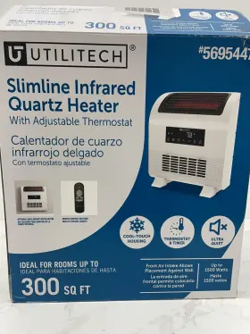 5695447 Utilitech Slimline Infrared Quartz Heater W Adj Thermostat Remote