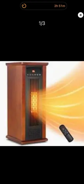 6023322 Utilitech 24 Inch Infrared Heater 1500w Portable Tower With Remote Wood Grain Chestnut