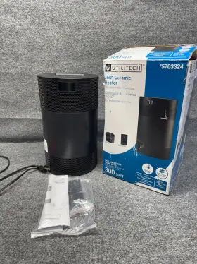 Utilitech 971358490499 1500-watt Ceramic Tower Indoor Electric Space Heater With Thermostat