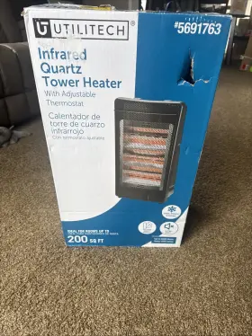 Utilitech 973840010611 1500-watt Infrared Quartz Tower Indoor Electric Heater With Thermostat