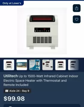 Ut1154uv Utilitech Slimline Infrared Quartz Heater