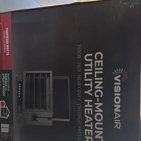 Visionair 7500/6250 7500w Electric Ceiling Utility Heater 240v Black Overheat Protecti