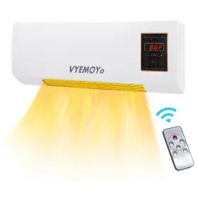 Vyemoyo 766664936252 Wall Space Heater Quiet Ceramic Electric With Remote Control 3s Fast