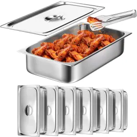 Wantjoin 764015820748 Steam Table Hotel Pans With Lid 1/1 Full Size 4 Inch Deep 6 Pack St