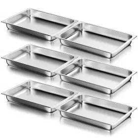 Wantjoin 765074481376 Steam Table Hotel Pans 1/1 Full Size 2.5 Inch Deep 6 Pack Stainless