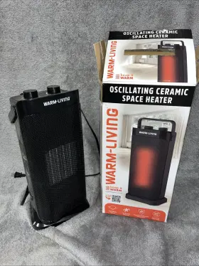 Wl-sh16-blk Warm Living 16.5 Inch Oscillating Ceramic Space Heater 1500w Overheat/tip Protection