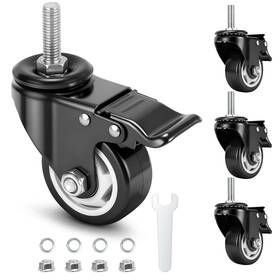 Wharstm Skzx3-w/h04 3 Inch Caster Wheels Casters Set Of 4 1/2 -13 X 1 Screw Diameter Scre
