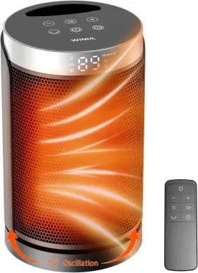Ptc-150a Winhl Space Heater Small Portable Electric Heaters For Indoor Use With Black